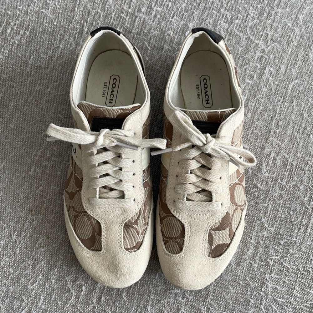 COACH Sneakers with beige suede and brown leather 7.5